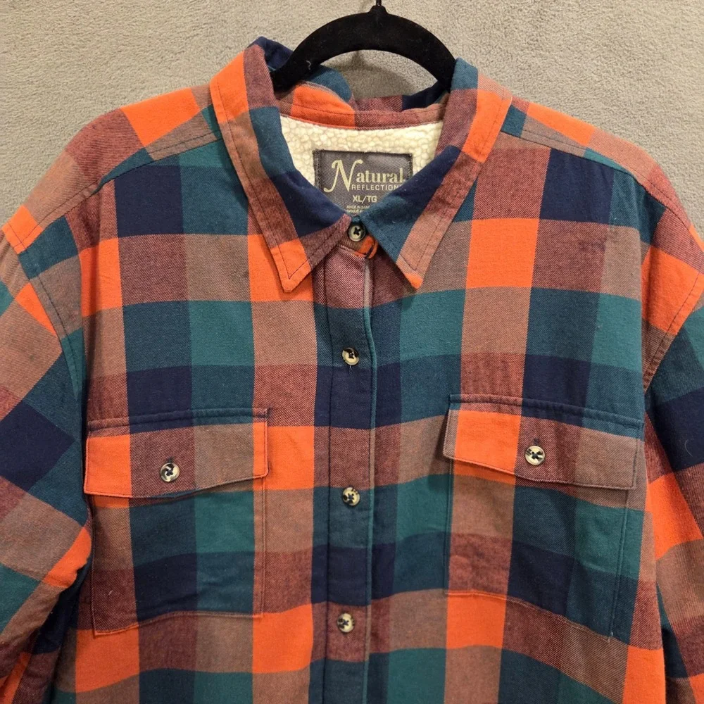 Natural Reflections Sherpa Lined Flannel Shirt Jacket Men's Size XL Workwear